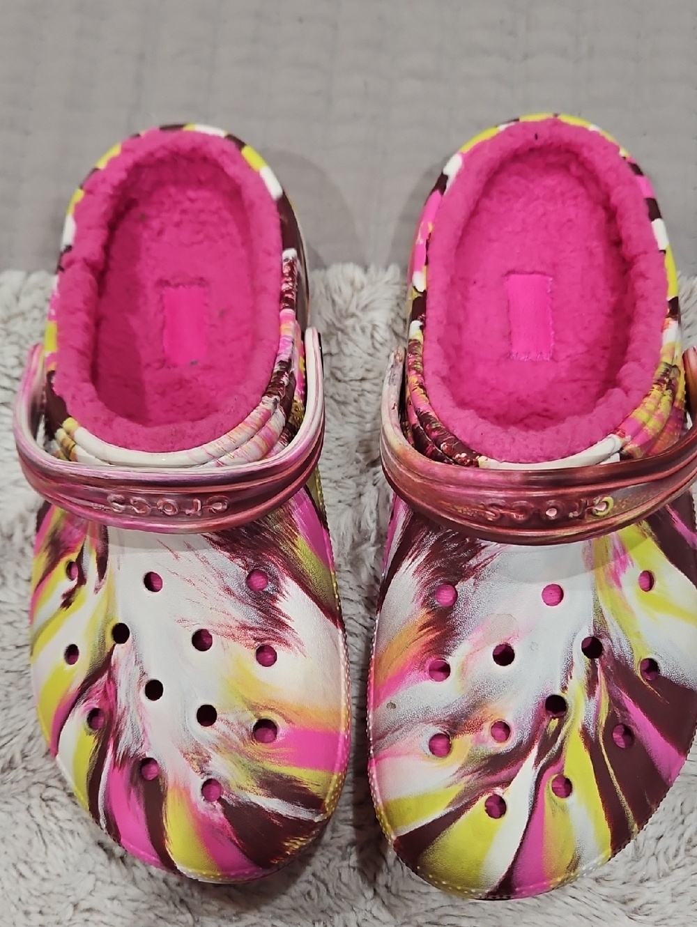 CROCS Pink Multi Swirl Lined Clog
